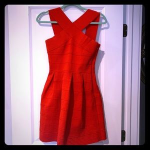 Red Pleated Party Dress
